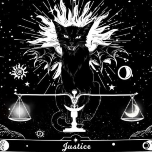 Black Cat Tarot Scales of Justice Card Wall Art Cards Tapestry Kitties Cats New - Picture 2 of 5